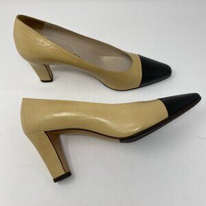 chanel cap toe leather pumps